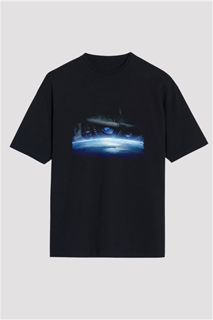 Unisex Transformers Baskılı Siyah Oversize Tişört