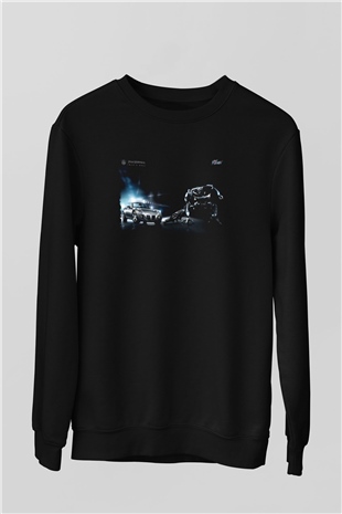 Unisex Transformers Baskılı Siyah Sweatshirt