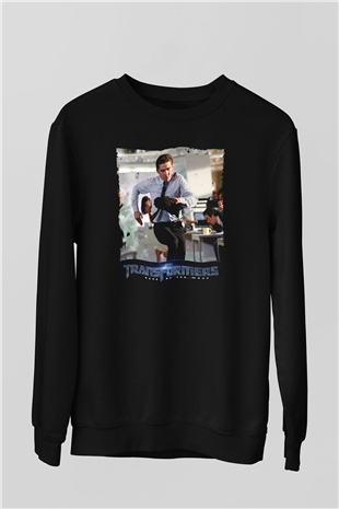 Unisex Transformers Dark of the Moon Baskılı Siyah Sweatshirt