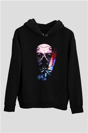 Unisex Trespassers Baskılı Siyah Kapüşonlu Sweatshirt
