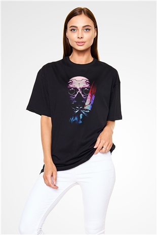 Unisex Trespassers Baskılı Siyah Oversize Tshirt