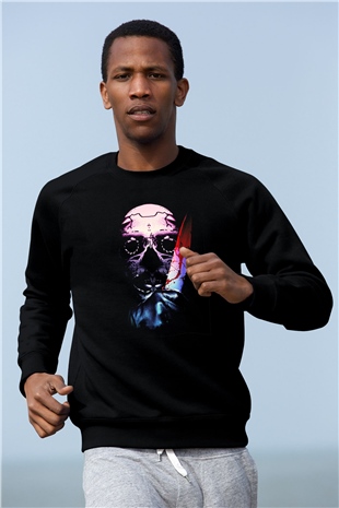 Unisex Trespassers Baskılı Siyah Sweatshirt