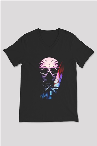 Unisex Trespassers Baskılı Siyah V Yaka Tshirt