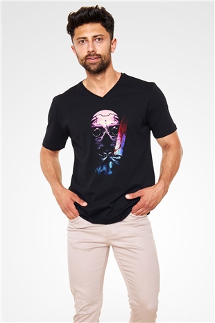 Unisex Trespassers Baskılı Siyah V Yaka Tshirt