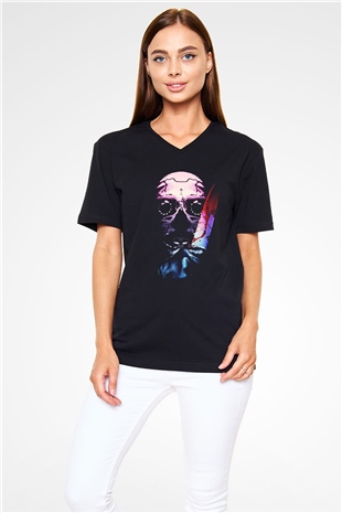 Unisex Trespassers Baskılı Siyah V Yaka Tshirt