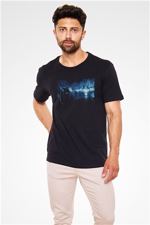 Tron Baskılı Siyah T-Shirt