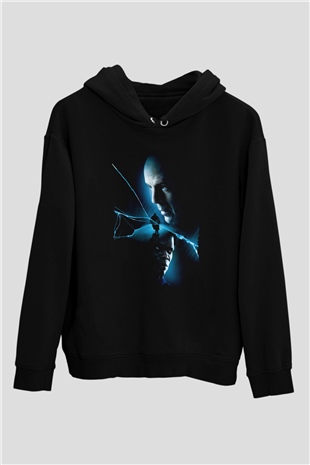 Unisex Unbreakable Baskılı Siyah Kapüşonlu Sweatshirt