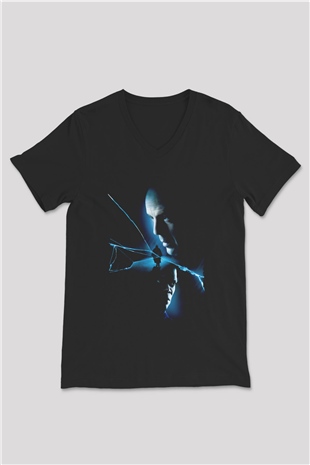 Unisex Unbreakable Baskılı Siyah V Yaka Tshirt