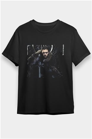 Game of Thrones Baskılı Siyah T-shirt