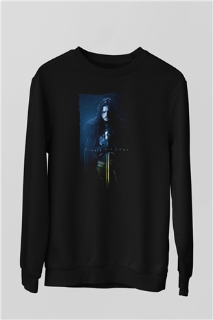 Unisex Unisex Game of Thrones Baskılı Siyah Sweatshirt