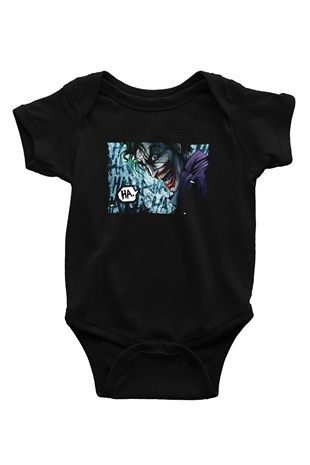 Unisex Unisex Joker Baskılı Siyah Bebek Body - Zıbın