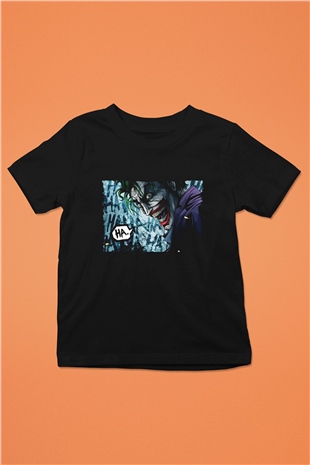 Unisex Unisex Joker Baskılı Siyah Çocuk T-Shirt