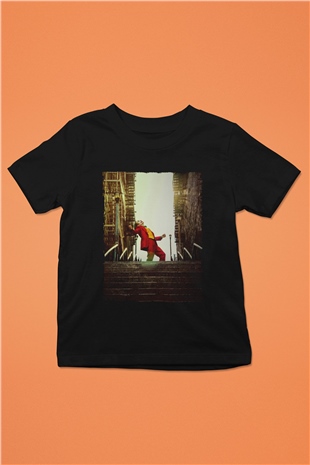 Unisex Unisex Joker Baskılı Siyah Çocuk Tişört