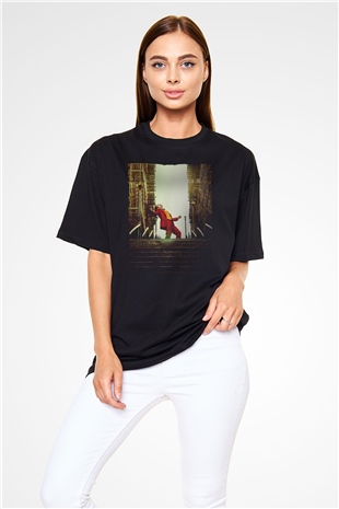 Unisex Unisex Joker Baskılı Siyah Oversize Tişört