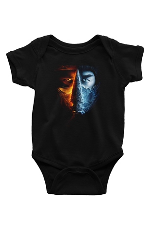 Unisex Unisex Mortal Kombat Baskılı Siyah Bebek Body - Zıbın
