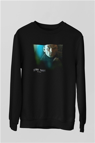 Unisex Uzay Yolu (Star Trek) Baskılı Siyah Sweatshirt
