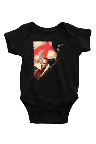 Unisex V for Vendetta Baskılı Siyah Bebek Body - Zıbın
