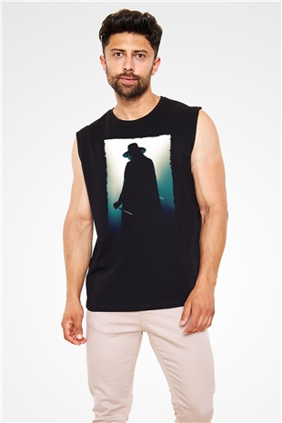 Unisex V for Vendetta Baskılı Siyah Kolsuz Tişört