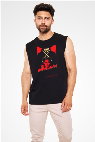 Unisex V for Vendetta Baskılı Siyah Kolsuz Tshirt