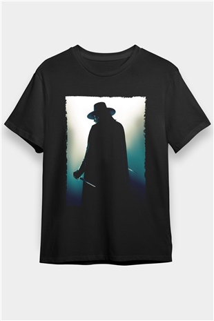V for Vendetta Baskılı Siyah Tişört