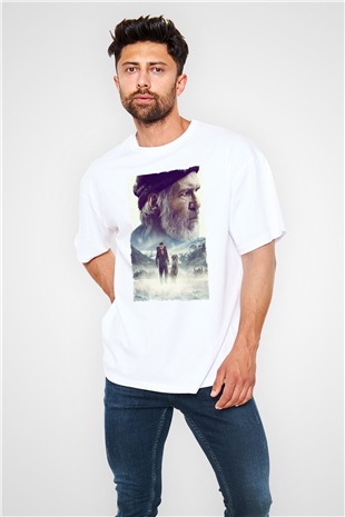 Unisex Vahşetin Çağrısı (The Call of the Wild) Baskılı Beyaz Oversize Tişört