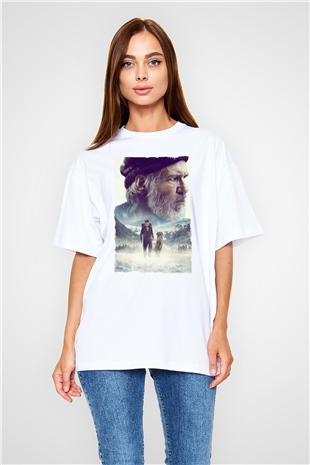 Unisex Vahşetin Çağrısı (The Call of the Wild) Baskılı Beyaz Oversize Tişört