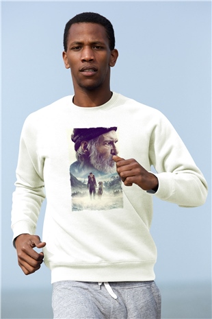 Unisex Vahşetin Çağrısı (The Call of the Wild) Baskılı Beyaz Sweatshirt