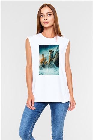 Unisex Vahşetin Çağrısı (The Call of the Wild) Baskılı Beyaz Kolsuz Tshirt