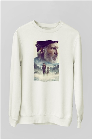 Unisex Vahşetin Çağrısı (The Call of the Wild) Baskılı Beyaz Sweatshirt
