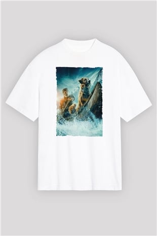 Unisex Vahşetin Çağrısı (The Call of the Wild) Baskılı Beyaz Oversize Oversize T-shirt