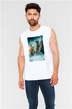 Unisex Vahşetin Çağrısı (The Call of the Wild) Baskılı Beyaz Kolsuz Tshirt