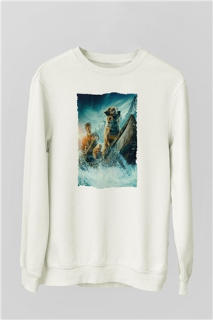 Unisex Vahşetin Çağrısı (The Call of the Wild) Baskılı Beyaz Sweatshirt
