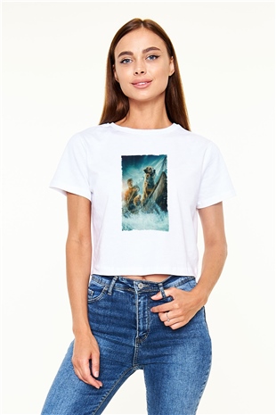 Unisex Vahşetin Çağrısı (The Call of the Wild) Baskılı Beyaz Crop Top Tshirt