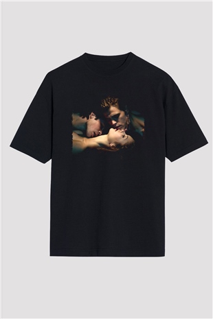 Unisex Vampir Günlükleri (The Vampire Diaries) Baskılı Siyah Oversize Tişört