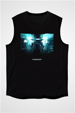 Unisex Vampir İmparatorluğu (Daybreakers) Baskılı Siyah Kolsuz T-shirt