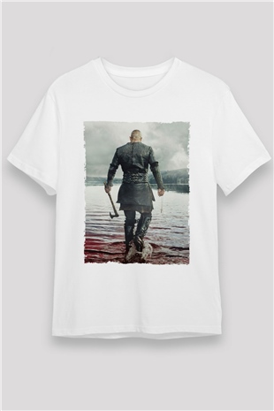 Vikings Baskılı Beyaz Tshirt