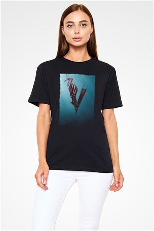 Vikings Baskılı Siyah T-Shirt