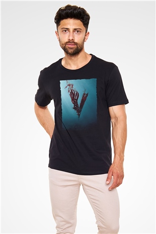 Vikings Baskılı Siyah T-Shirt