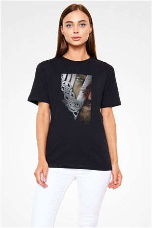 Vikings Baskılı Siyah Tshirt