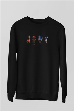 Unisex Warcraft Baskılı Siyah Sweatshirt