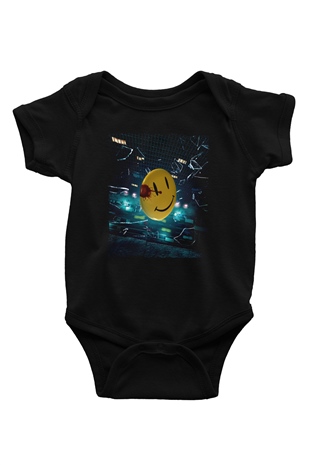 Unisex Watchmen Baskılı Siyah Bebek Body - Zıbın
