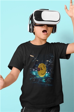 Unisex Watchmen Baskılı Siyah Çocuk Tişört