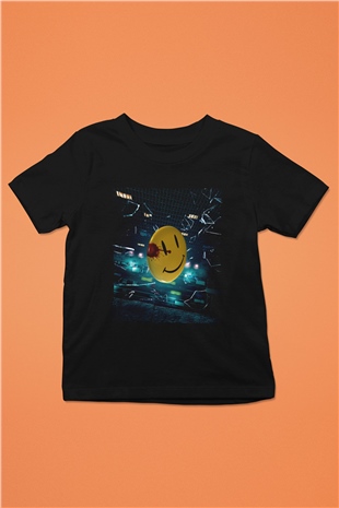 Unisex Watchmen Baskılı Siyah Çocuk Tişört