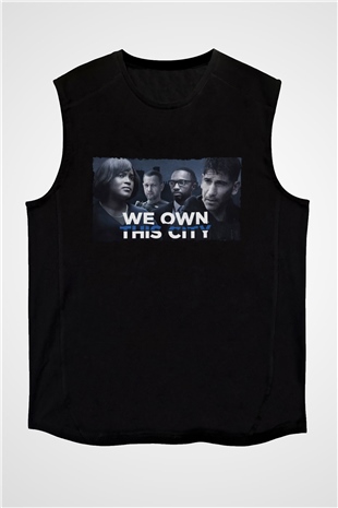 Unisex We Own This City Baskılı Siyah Kolsuz T-shirt