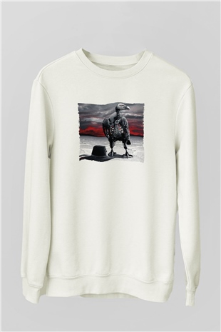 Unisex Westworld Baskılı Beyaz Sweatshirt