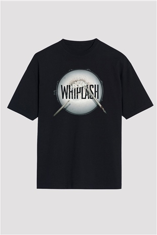 Unisex Whiplash Baskılı Siyah Oversize Tshirt