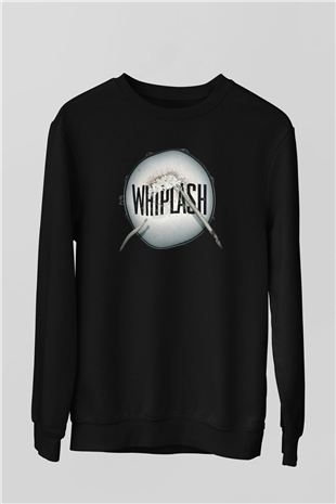 Unisex Whiplash Baskılı Siyah Sweatshirt