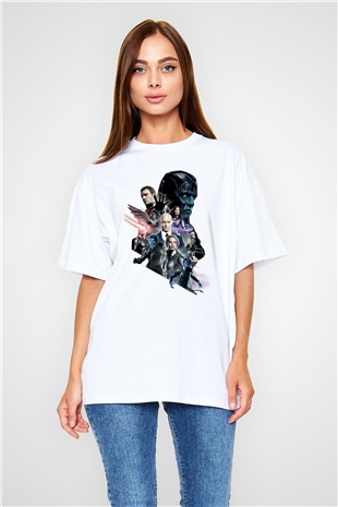 Unisex X-Men Apocalypse Baskılı Beyaz Oversize Oversize T-shirt