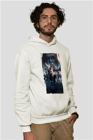 Unisex X-Men Apocalypse Baskılı Beyaz Kapüşonlu Sweatshirt