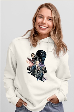 Unisex X-Men Apocalypse Baskılı Beyaz Kapüşonlu Sweatshirt